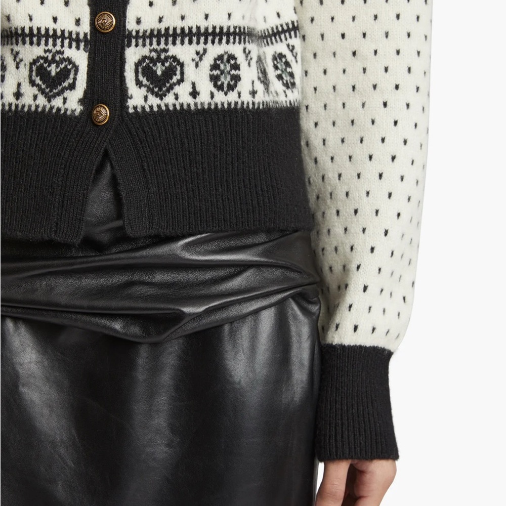 KHAITE Black and Cream Patterned Cardigan - Picture 4 of 8